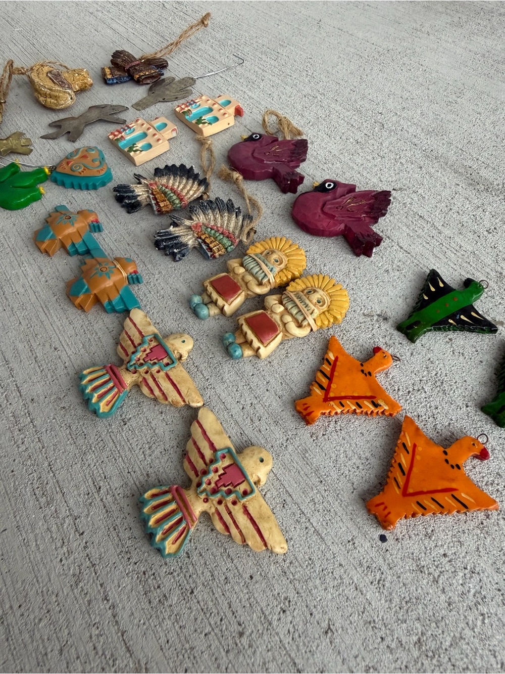 Vintage Southwest Native American Style Christmas Ornaments Lot of 24 Folk Decor